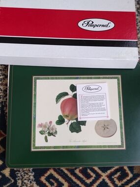 Pimpernel Botanical Hooker Fruits Placemats 12" X 9" Green Border Set of 6